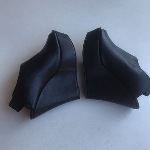 MADDEN GIRL | Y2K Black Vegan Leather Platform Wedge Open Toe Sling Back Shoes